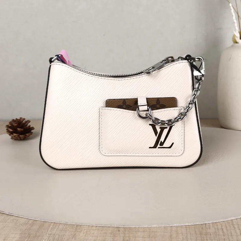 Louis Vuitton Shoulder Bag MARELLINI White Epi Embossed Calfskinmini19 × 6.5 × 13.5 cm
