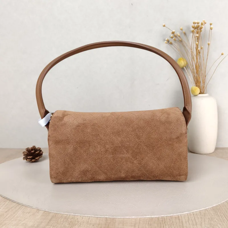 Chanel Shoulder Bag Baguette Bag Brown Suede One Size 23 × 11 × 11 cm — cover view 3 of 5