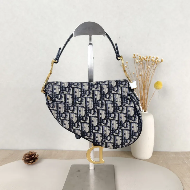 DIOR Top Handle Bag Saddle Blue Canvas Mini 19 × 6 × 15 cm — cover view 3 of 5