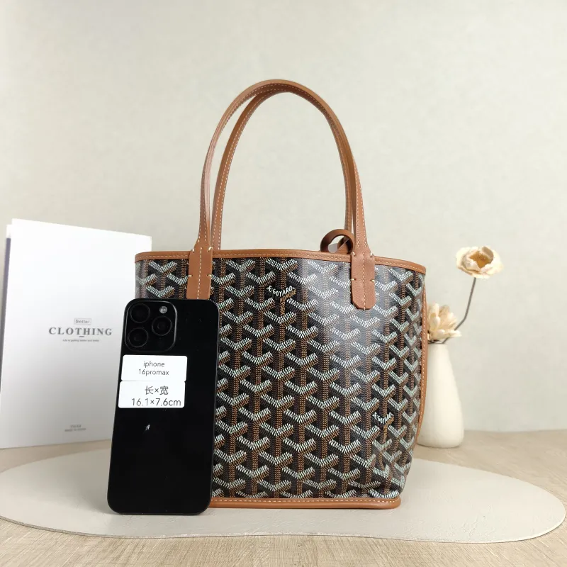 GOYARD Top Handle Bag ANJOU Shopping Tote Brown PV Cmini19.5 × 9 × 19.5 cm — cover view 3 of 5