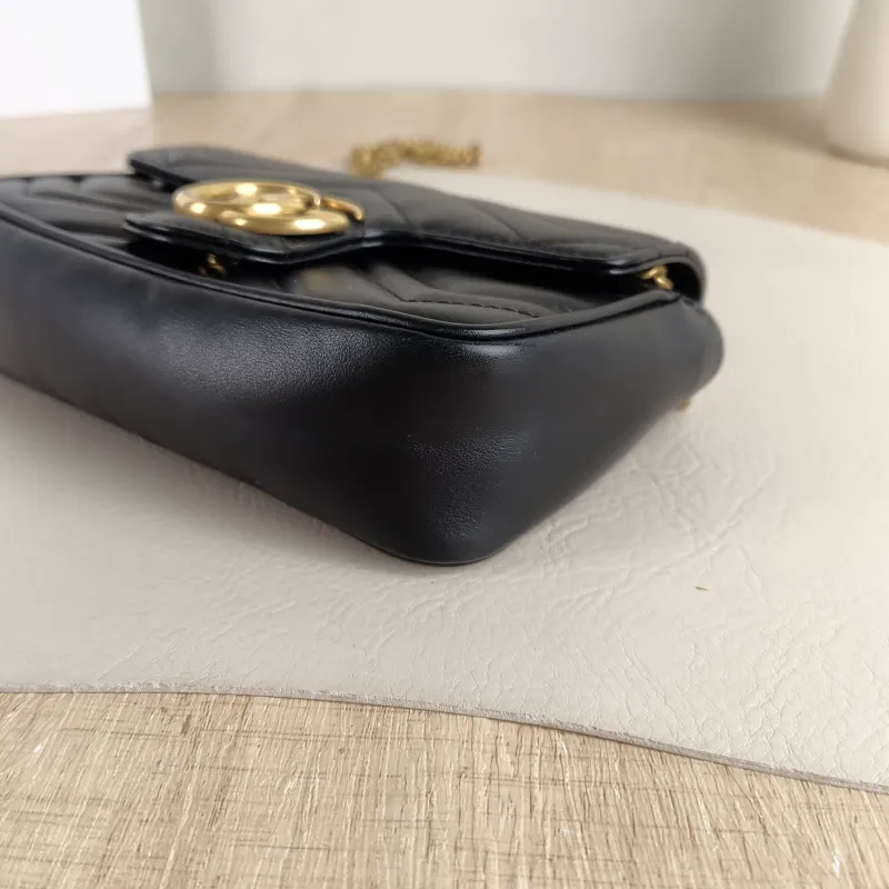 GUCCI Crossbody Bag GG Marmont Mini Marmont Mini Black Calfskin Mini 16.5 × 4.5 × 9.5 cm — detail view 9 of 11