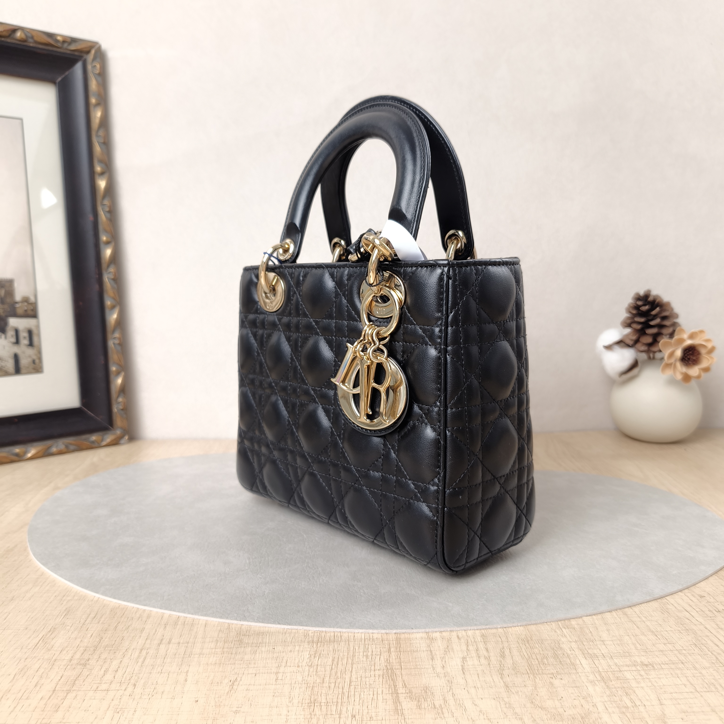 DIOR Top Handle Bag Lady Lady Dior Bag Black SL ambskin Small20 × 8 × 18 cm — cover view 10 of 10