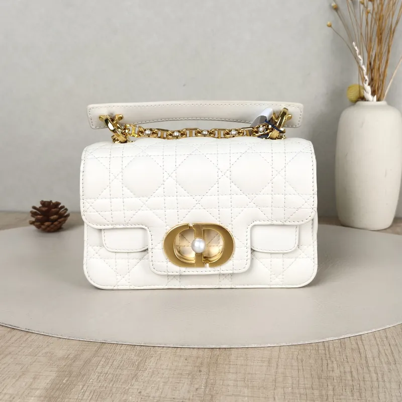 DIOR Crossbody Bag Jolie Top Handle Pearl Crossbody Bag White Calfskinmini19 × 7 × 12 cm