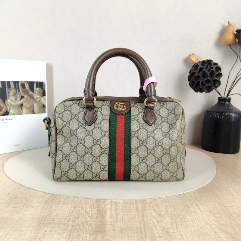 GUCCI Top Handle Bag Ophidia Monogram PVC Medium 25 × 14 × 17 cm