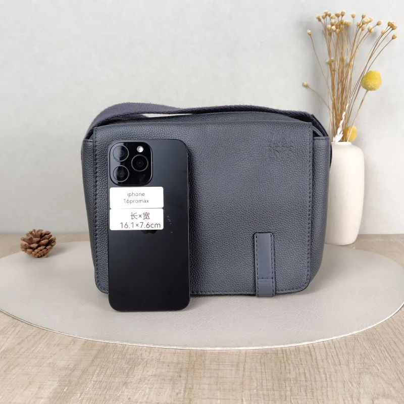 LOEWE Crossbody Bag Military Messenger Messenger Bag Grey Calfskin 25 × 9 × 18 cm — cover view 4 of 5