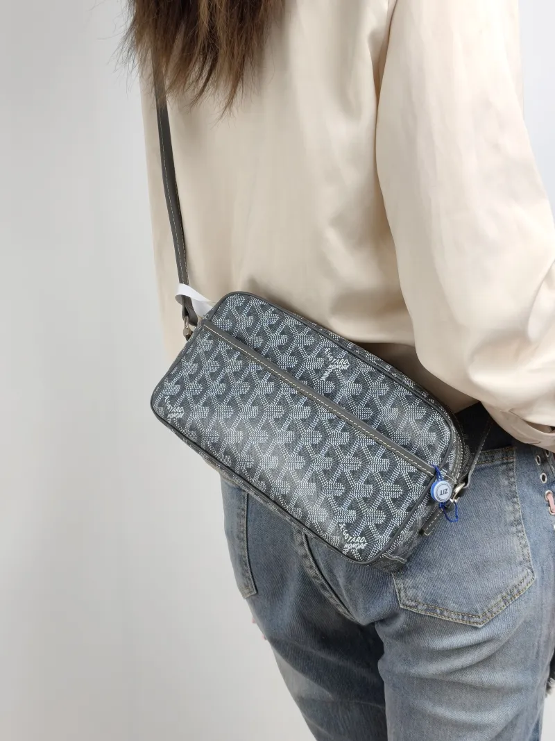 GOYARD Crossbody Bag Cap Vert Camera Bag Grey PVC Small 22 × 6.5 × 13 cm — on-model view 2 of 2