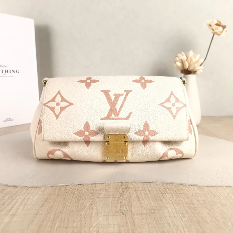 Louis Vuitton Crossbody Bag Favorite White · Pink Empreinte Embossed Calfskin Medium 24 × 9 × 14 cm