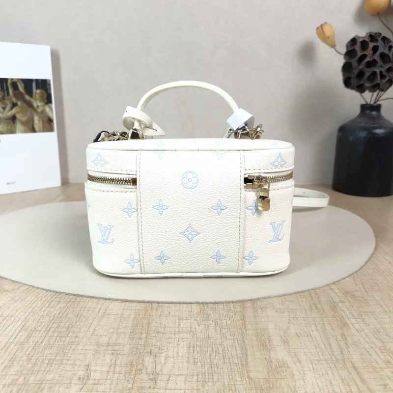 Louis Vuitton Shoulder Bag VANITY POUCH Cosmetic Bag White · Blue Calfskin One Size19 × 6.5 × 11.5 cm — cover view 6 of 6