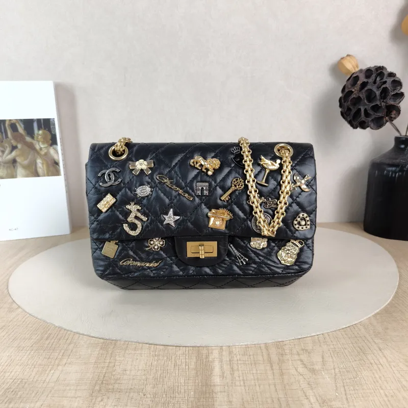 Chanel Crossbody Bag 2.55 Edition Black Calfskin Small 24 × 7.5 × 16 cm 24