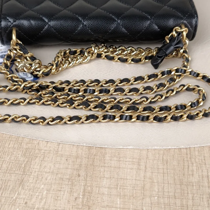 Chanel Crossbody Bag 24s woc Black Grained Calfskin Mini 19.2 × 3.5 × 12.3 cm — detail view 10 of 14