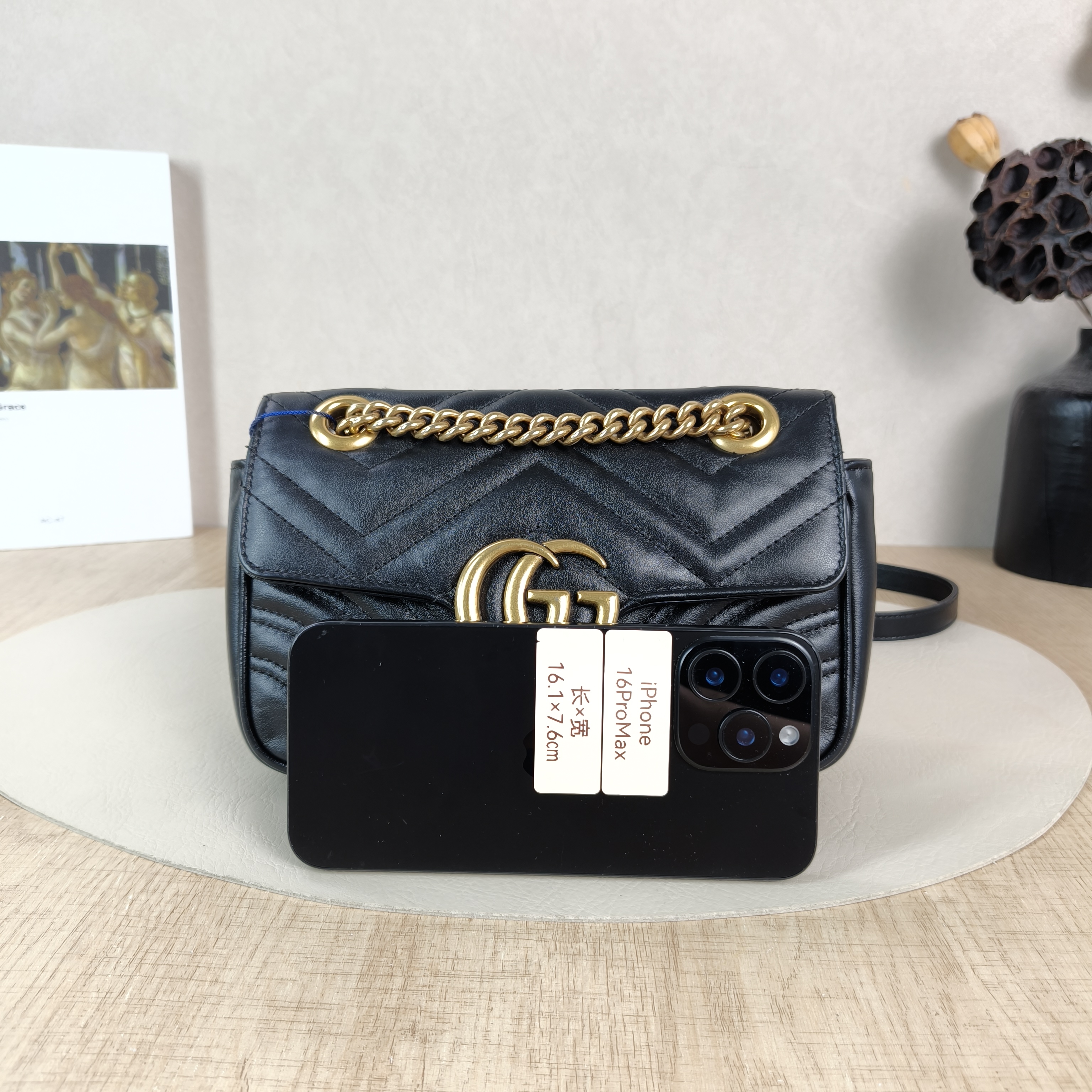 GUCCI Crossbody Bag GG Marmont Small Marmont 22Black CC alfskin Small22 × 6 × 13 cm — cover view 2 of 5
