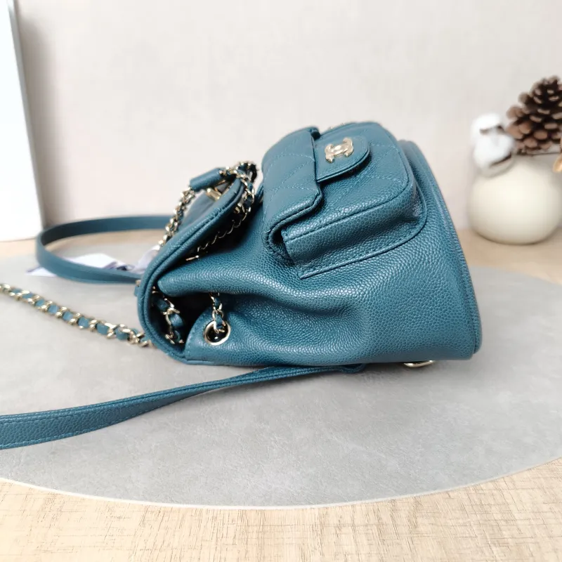 Chanel Backpack Duma Green Grained Calfskin Small16.5 × 10 × 17.5 cm — detail view 9 of 14