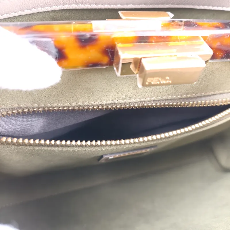 FENDI Top Handle Bag Peekaboo IS ee U Grey Calfskin Medium 33.5 × 13 × 25.5 cm — detail view 3 of 12