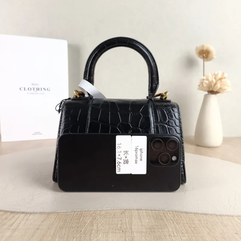 BALENCIAGA Crossbody Bag Hourglass Hourglass Bag Black Calfskin XS 19 × 8 × 13 cm — cover view 2 of 5