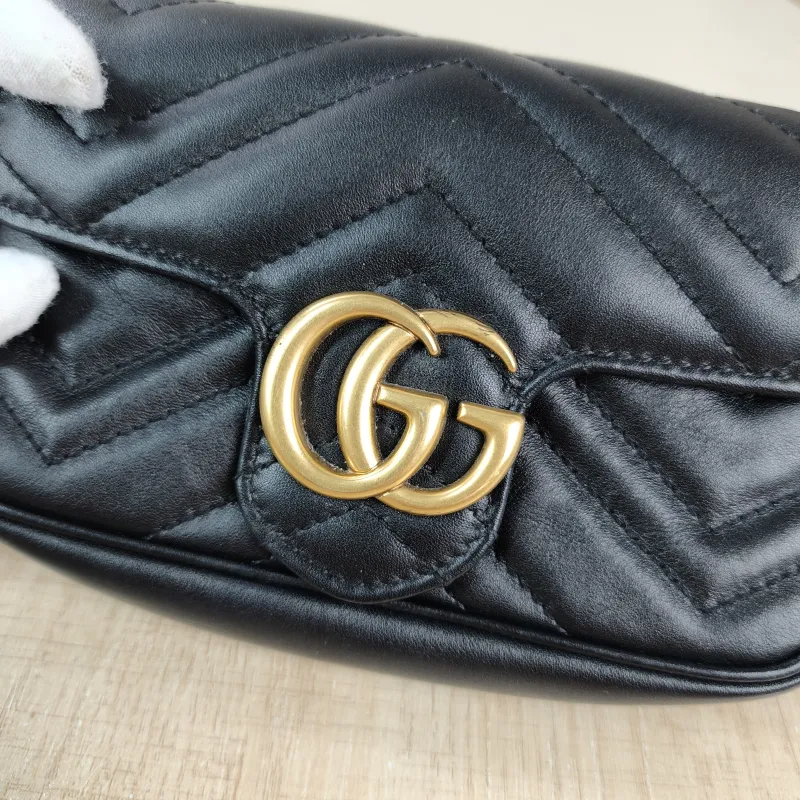 GUCCI Crossbody Bag GG Marmont Mini Marmont Mini Black Calfskin Mini 16.5 × 4.5 × 9.5 cm — detail view 5 of 12