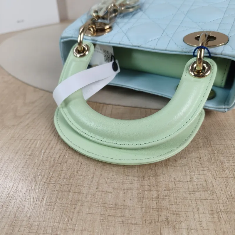 DIOR Crossbody Bag Lady Lady Dior Bag Green Blue Lambskin mini17 × 7 × 15 cm — detail view 9 of 14