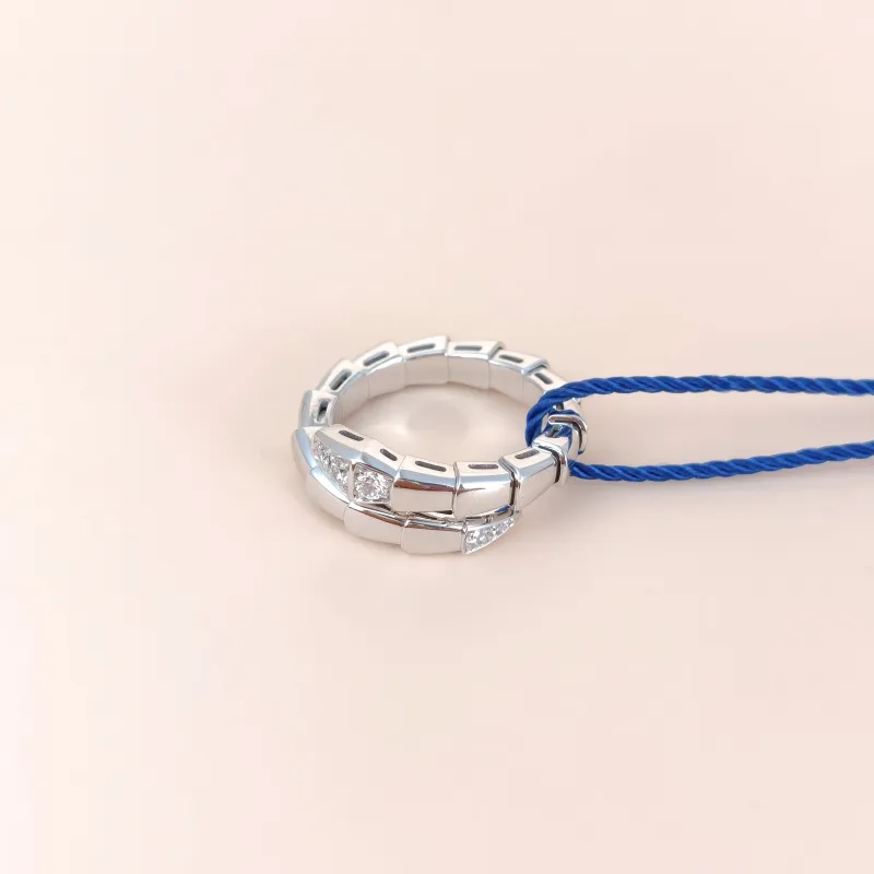 Bvlgari Ring Serpenti Viper Collection Ring White Gold 18KW hite Gold Diamond One Size 48-50