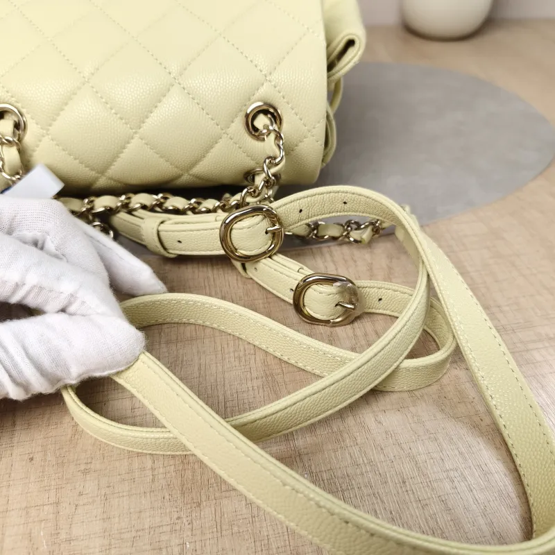 Chanel Backpack23s Backpack Yellow Grained Calfskin Small18 × 10 × 23 cm — detail view 4 of 17