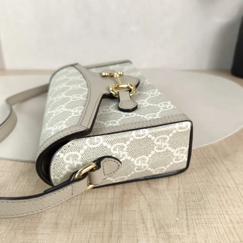GUCCI Crossbody Bag Horsebit 1955Collection Mini Box Bag White Monogram PVC Mini 18 × 5 × 12 cm — detail view 7 of 11