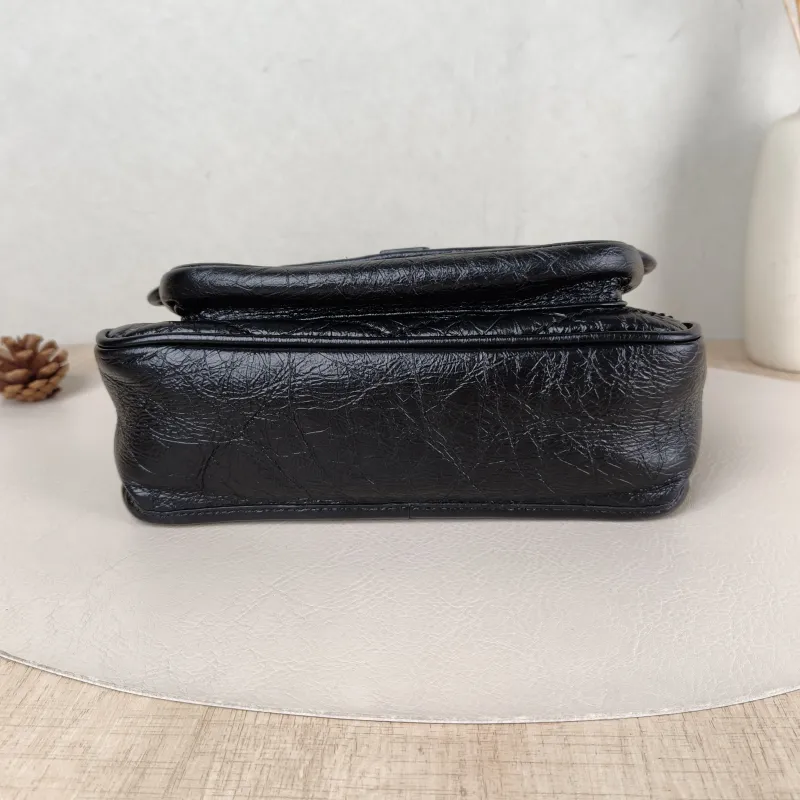 SAINT LAURENT Crossbody Bag Niki Black Waxed Leather Calfskin Small 21 × 7.5 × 16 cm — cover view 4 of 5