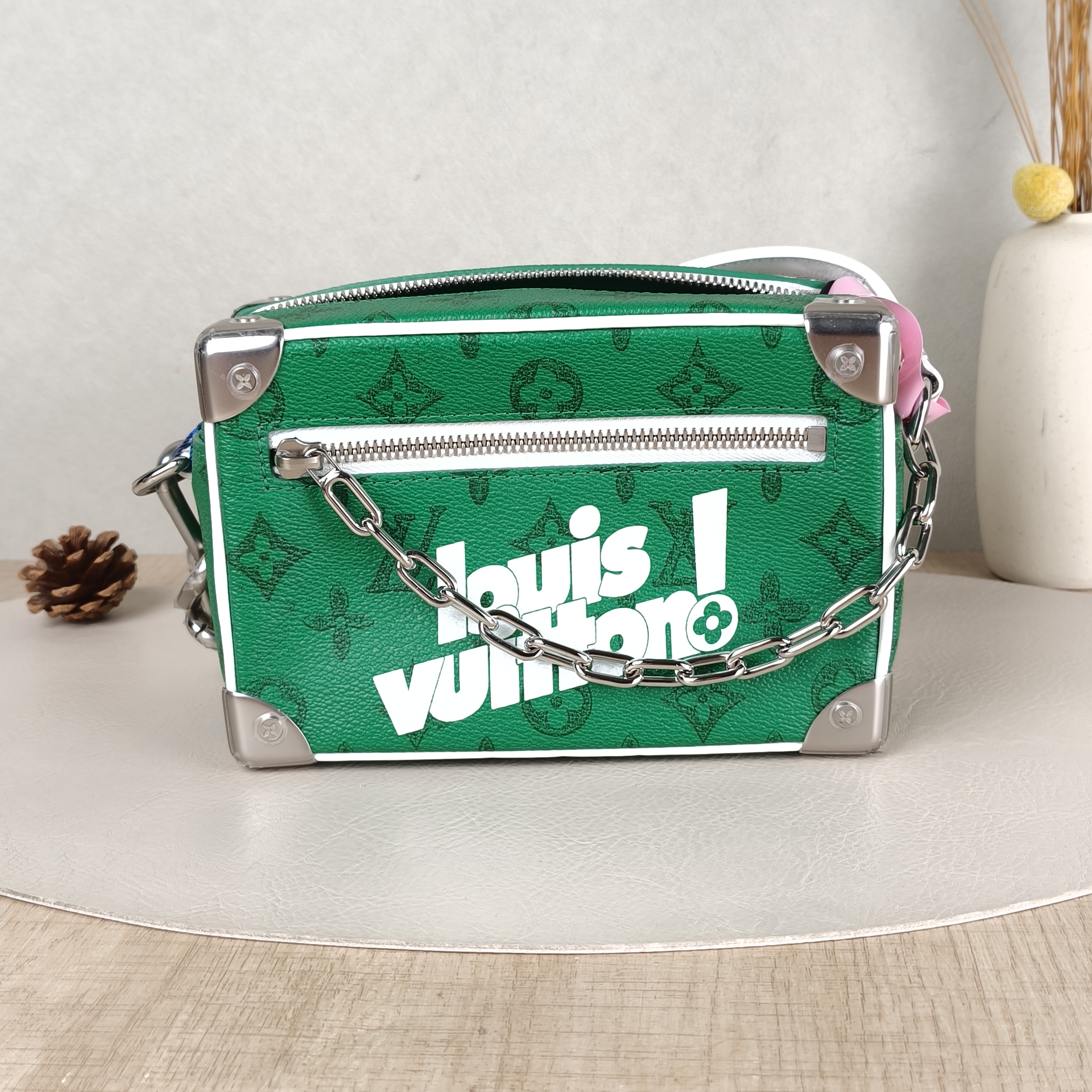 Louis Vuitton Crossbody Bag SOFT TRUNK Box Green PV Cmini18.5 × 8 × 13 cm