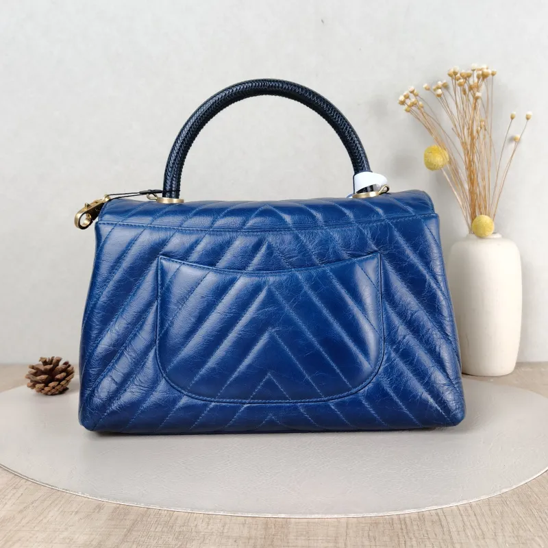 Chanel Top Handle Bag Coco Handle Blue V Calfskin Medium 29 × 12 × 18 cm 24 — cover view 5 of 5