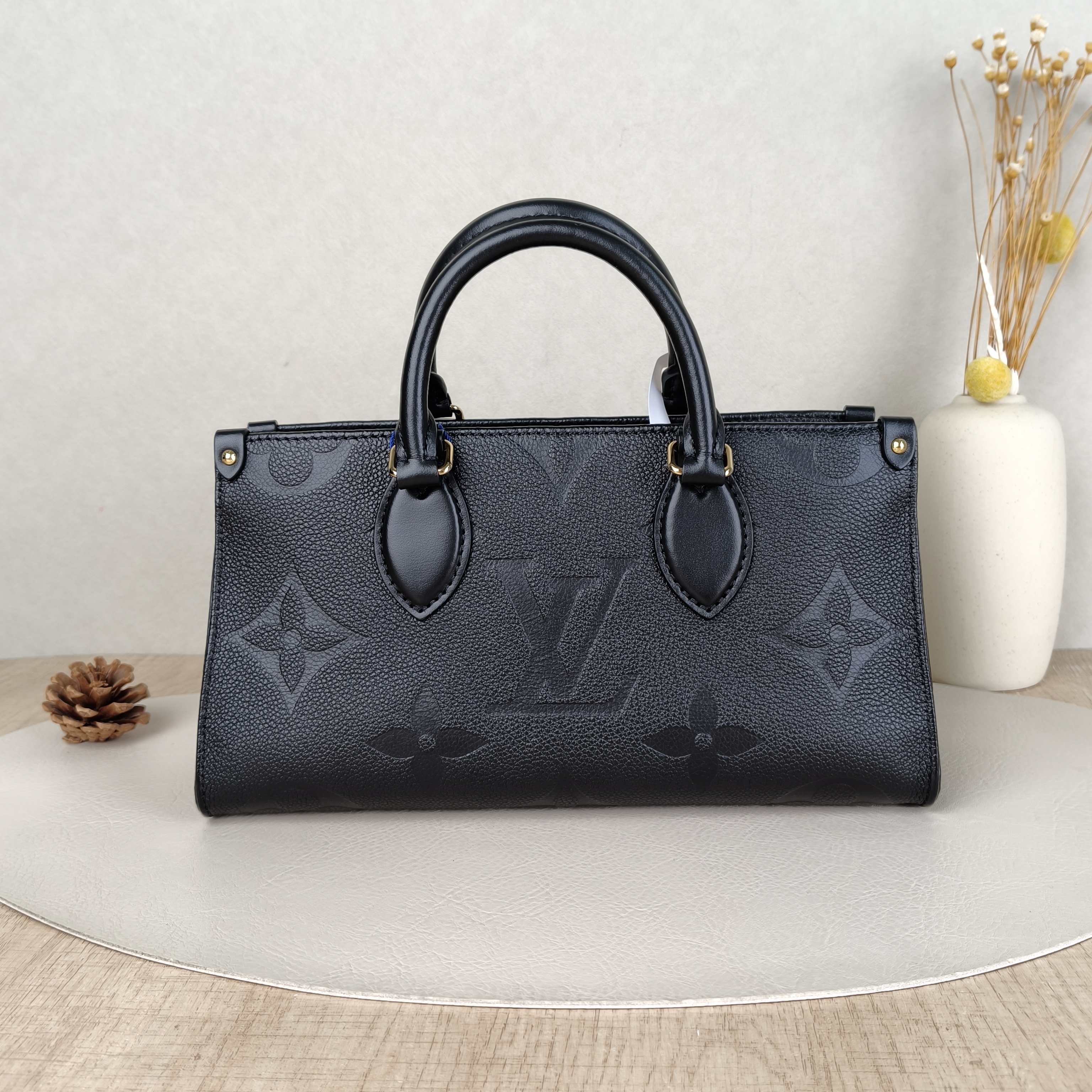 Louis Vuitton Crossbody Bag Onthego East West Two Straps Black Empreinte Embossed Calfskin Monogram Small25 × 10 × 13 cm