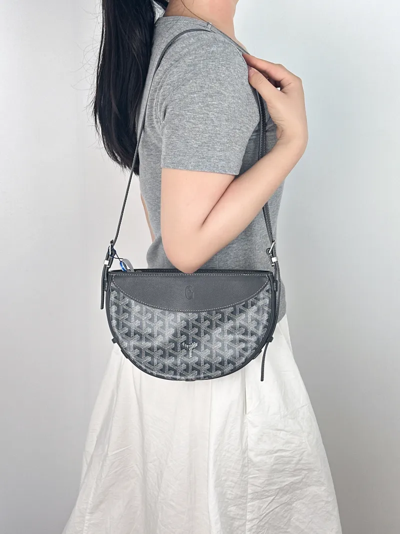 GOYARD Crossbody Bag Hirondelle Grey Canvas ine25 × 6 × 17 cm — on-model view 2 of 2