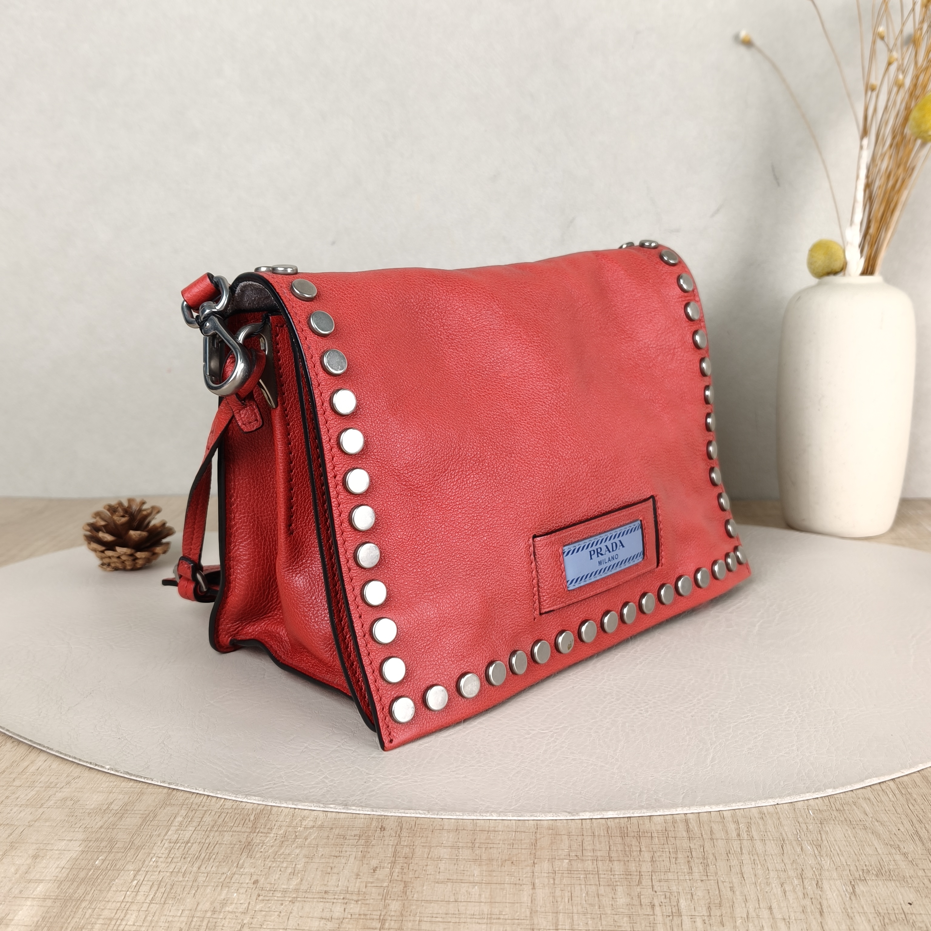 PRADA Shoulder Bag Etiquette Shoulder Bag Red Calfskin Small23 × 10 × 15 cm — cover view 5 of 5