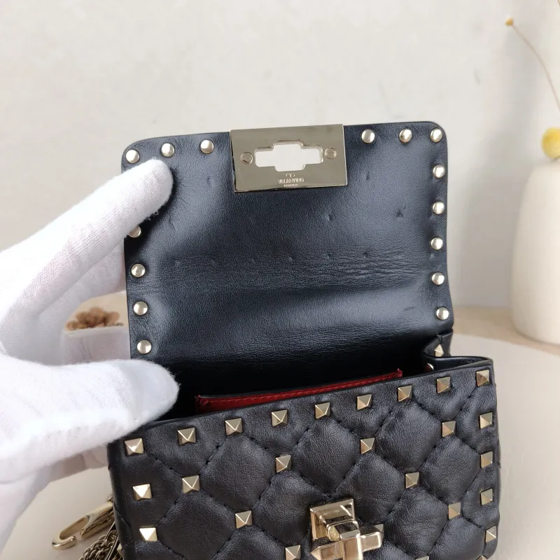 Valentino Shoulder Bag Rockstud Spike Shoulder Bag Black Lambskinmini14 × 6 × 10 cm — detail view 13 of 15