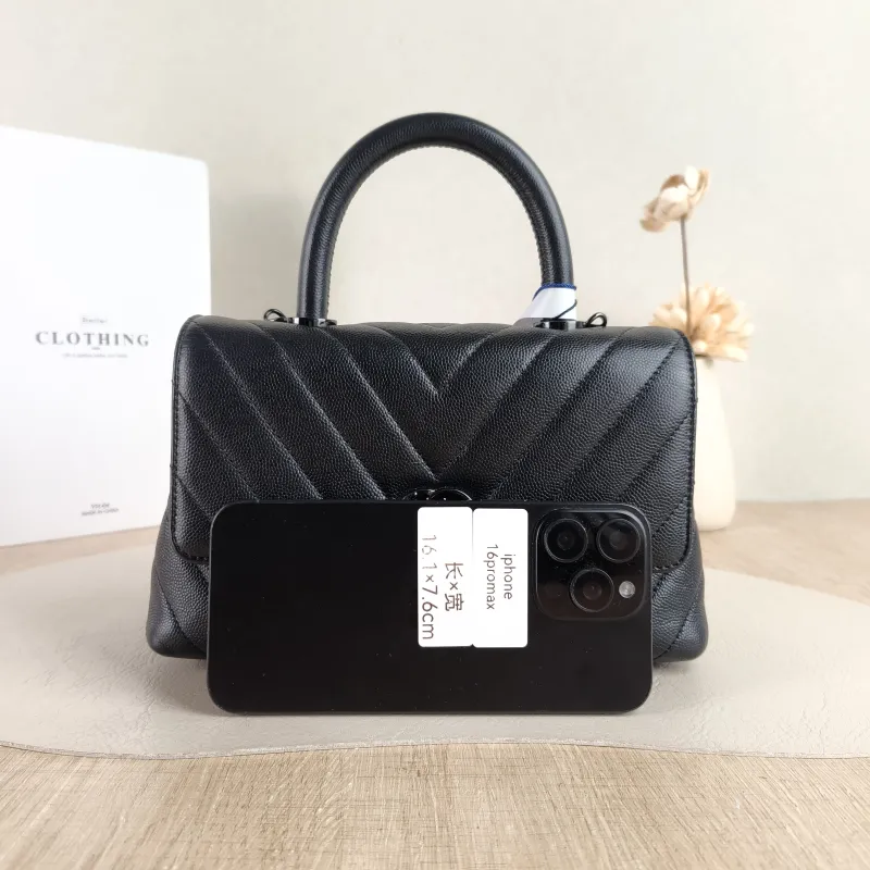 Chanel Top Handle Bag Coco Handle​ v Black Grained Calfskin Small 24 × 10 × 14 cm — cover view 4 of 5