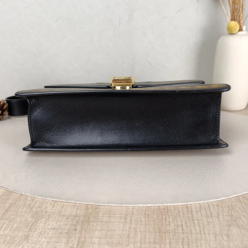 GUCCI Crossbody Bag Sylvie Shoulder Strap Edition Black Calfskin Small 25.5 × 8 × 17 cm — cover view 2 of 6