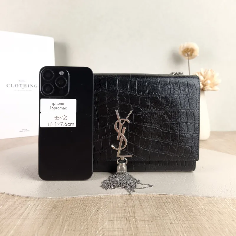 SAINT LAURENT Crossbody Bag KATE Edition Black Calfskin Medium 24 × 5.5 × 14.5 cm — cover view 5 of 5
