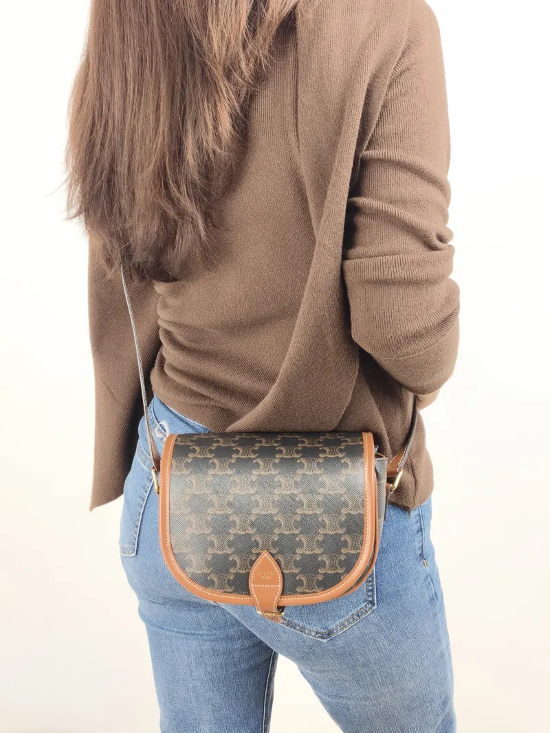 CELINE Crossbody Bag FOLCO Monogram PVC Medium 18.5 × 8 × 17 cm — on-model view 1 of 2