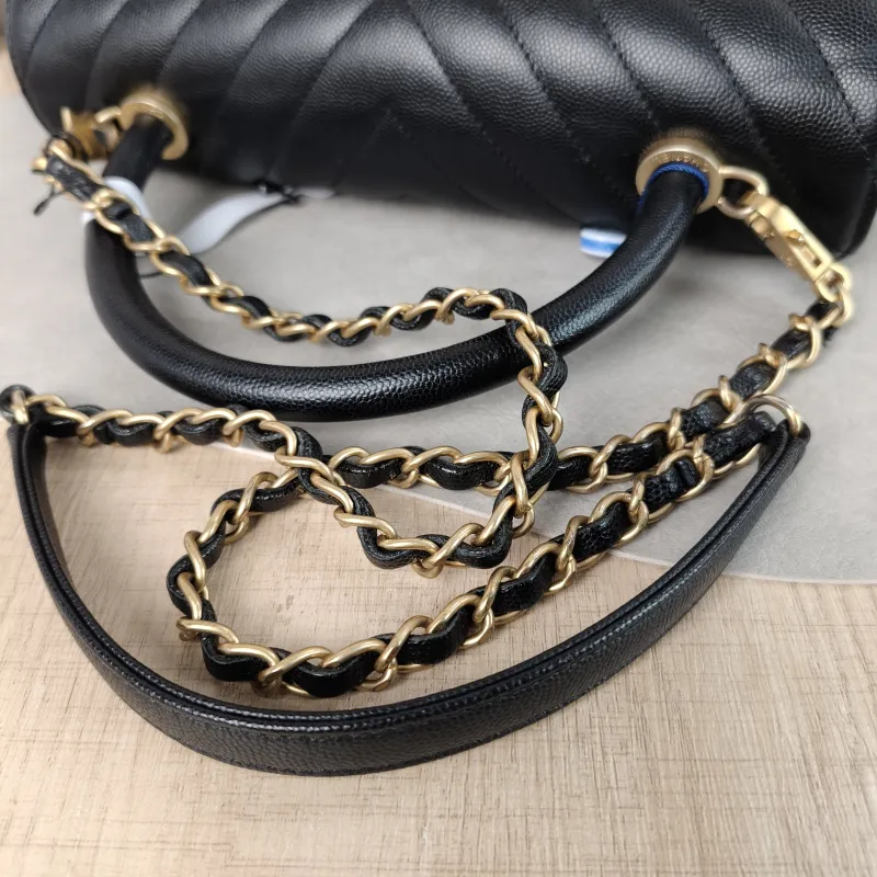 Chanel Top Handle Bag Coco Handle​ Black with Gold-Tone Hardware V Grained Calfskin Medium 29 × 12 × 18 cm 26 — detail view 1 of 15