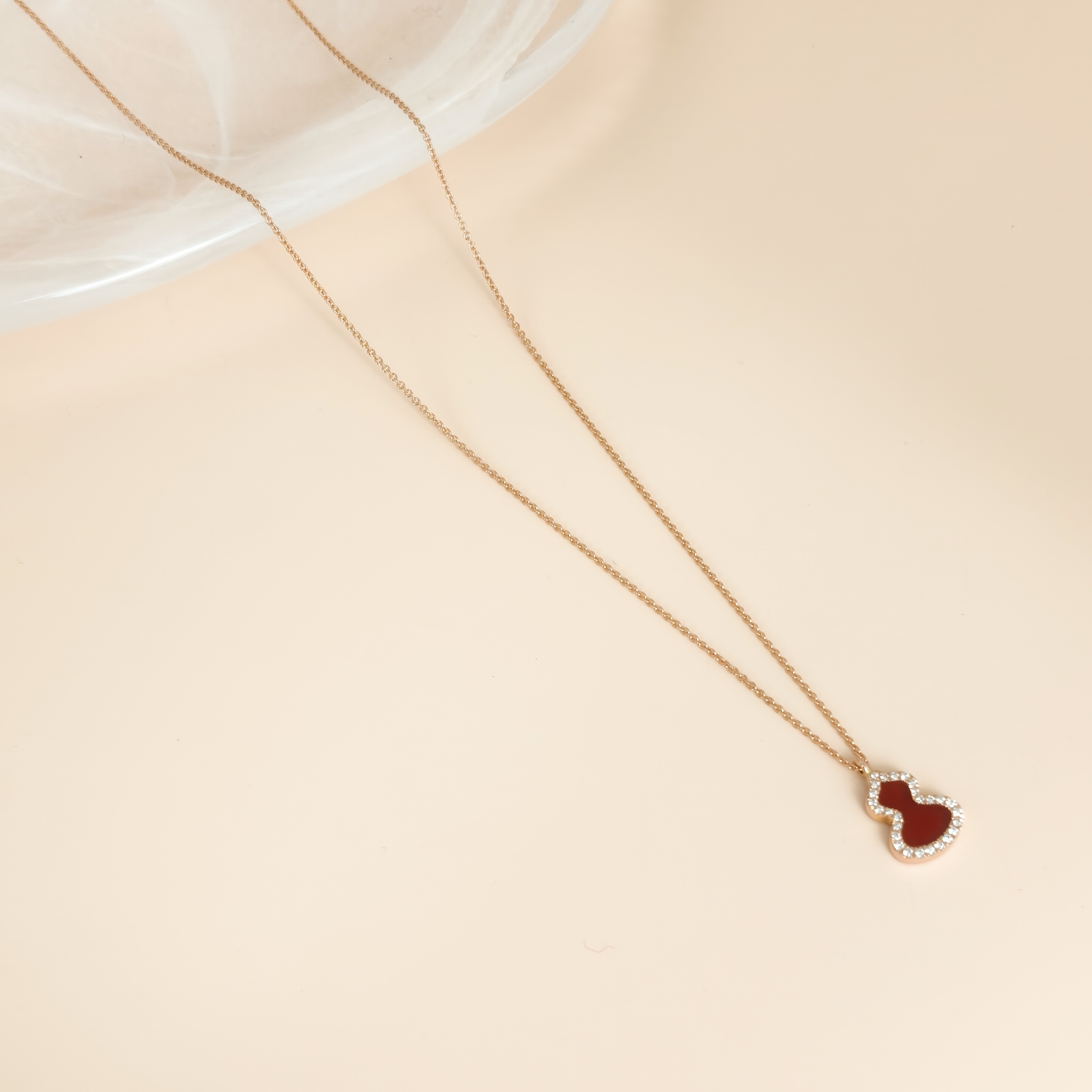 Qeelin Necklace Wulu Collection Necklace Red Agate Diamond18KR ose Gold 40cm Pendant1.8cm — cover view 6 of 9