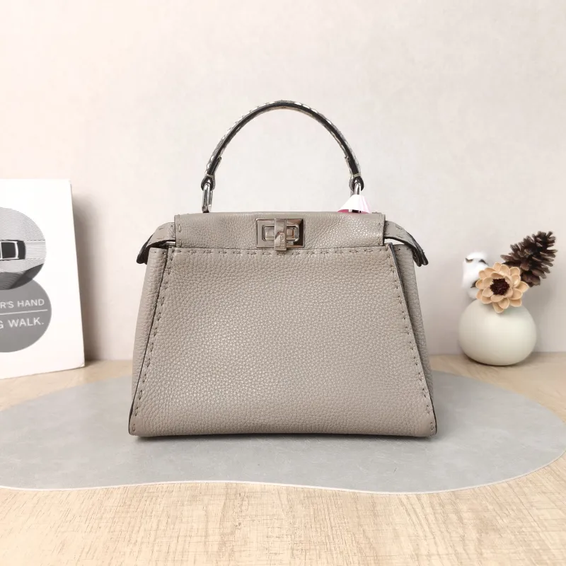 FENDI Crossbody Bag Peekaboo Crossbody Bag Grey Calfskin · Small 23 × 11 × 18 cm