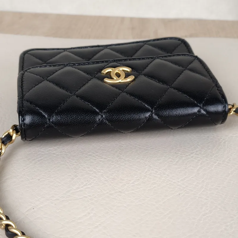 Chanel Crossbody Bag Crossbody Bag Black with Gold-Tone Hardware Lambskinmini12 × 2.5 × 9.5 cm — detail view 12 of 14