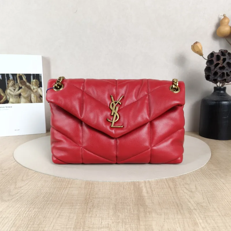 SAINT LAURENT Shoulder Bag PUFFER Red Lambskin Small29 × 11 × 17 cm
