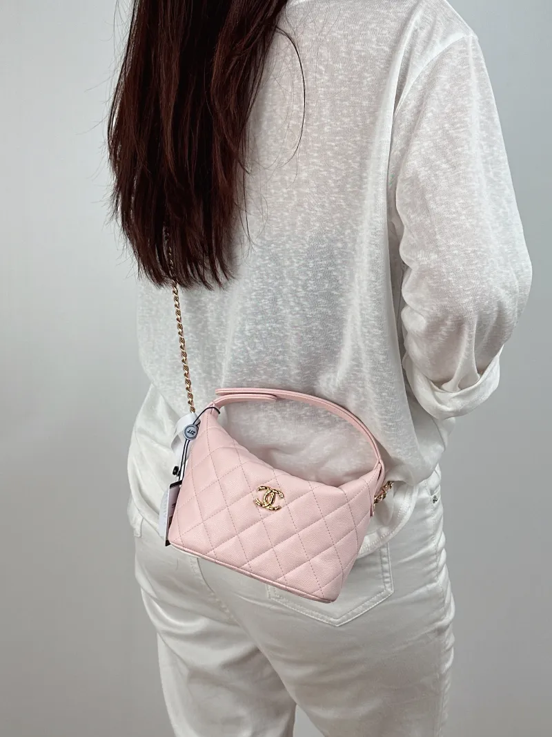 Chanel Crossbody Bag Crossbody Bag Pink Grained Calfskin One Size 16 × 6.5 × 12.5 cm — on-model view 2 of 2