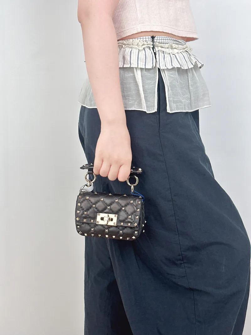 Valentino Shoulder Bag Rockstud Spike Shoulder Bag Black Lambskinmini14 × 6 × 10 cm — on-model view 2 of 2
