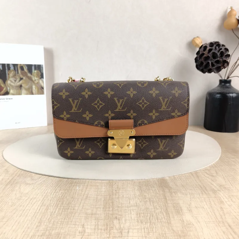 Louis Vuitton Crossbody Bag Marceau Chain Bag Caramel PVC · Calfskin One Size 24.5 × 6.5 × 15 cm