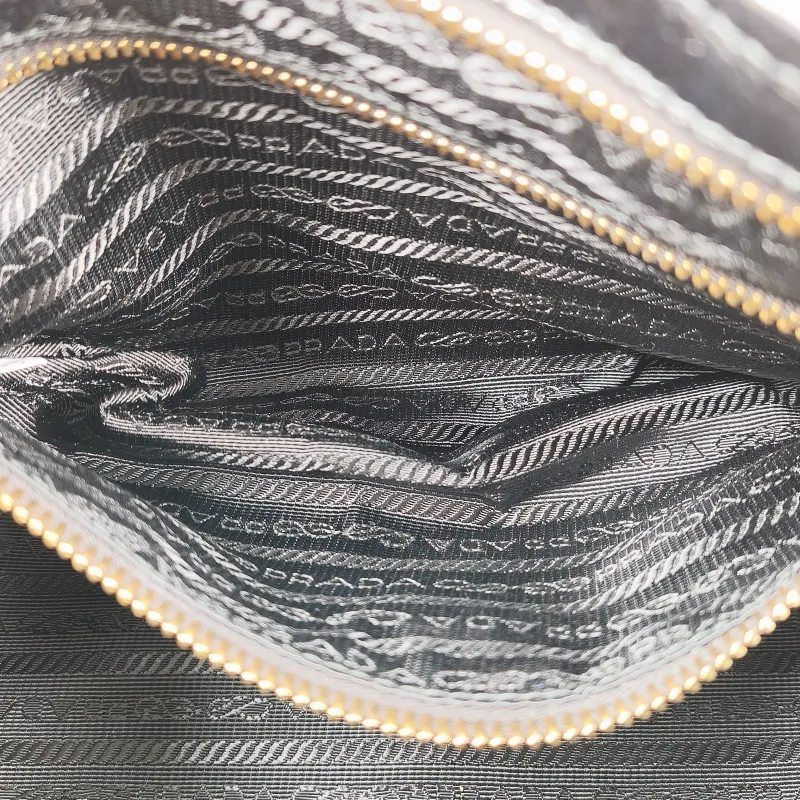 PRADA Shoulder Bag Bonnie Soft Lux Black Waxed Leather Medium32 × 12 × 15.5 cm — detail view 4 of 12