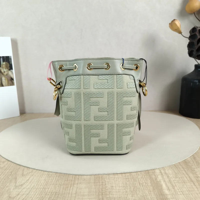 FENDI Crossbody Bag Mon Tresor Bucket Bag Green Canvas Mini 12 × 10 × 18 cm — cover view 4 of 5