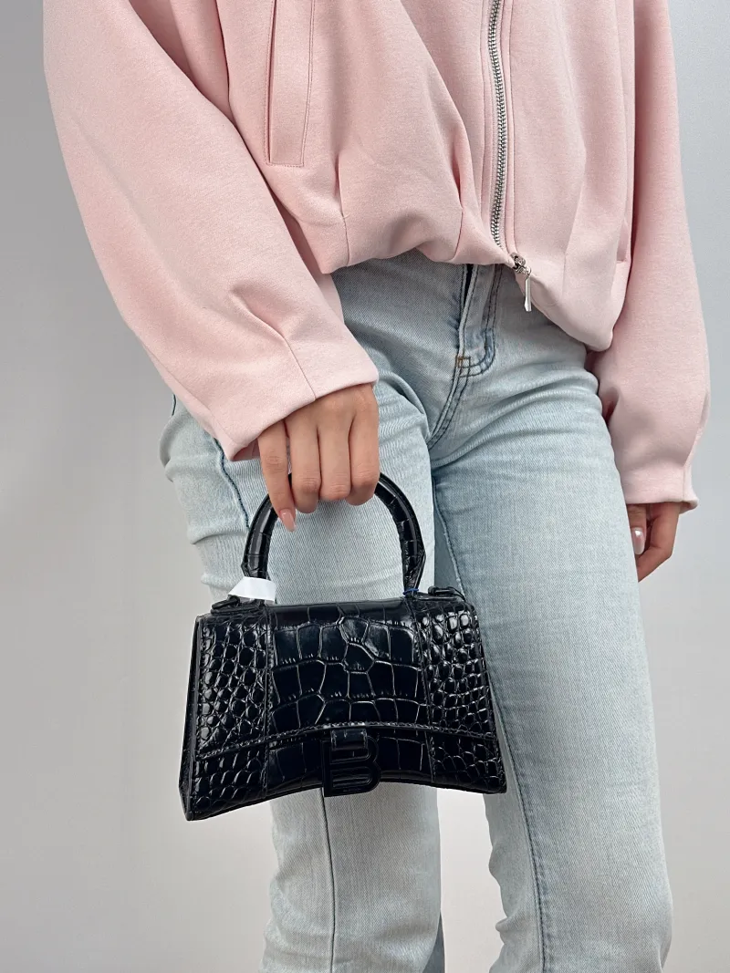 BALENCIAGA Crossbody Bag Hourglass Hourglass Bagsoblack Black Calfskin Mini 19 × 5 × 12 cm — on-model view 1 of 2