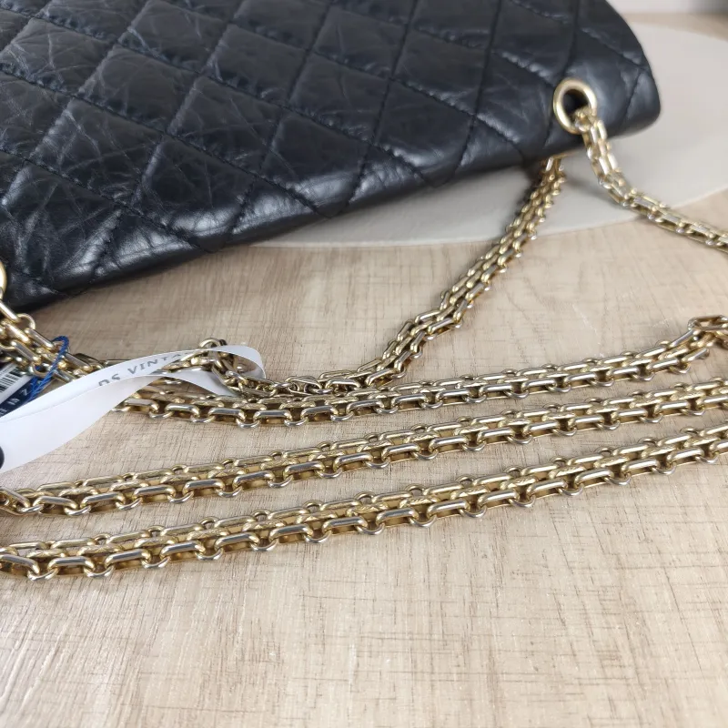 Chanel Shoulder Bag 2.55 Black Calfskin Large 31.5 × 10 × 20 cm 14 — detail view 12 of 13