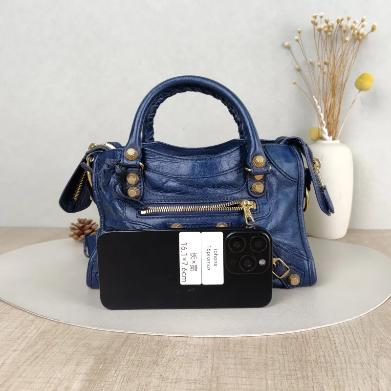 BALENCIAGA Crossbody Bag Classic City Blue Lambskin Mini 24 × 10 × 16 cm — cover view 4 of 5