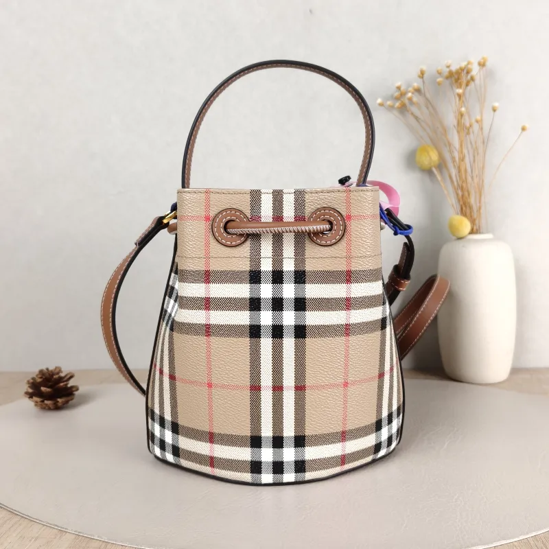 BURBERRY Crossbody Bag Canvas Bucket Bag Brown 16.5 × 11 × 18 cm — cover view 5 of 5