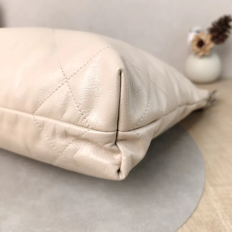 Chanel Shoulder Bag 22Bag Beige Calfskin Small 35 × 7 × 37 cm — detail view 10 of 12