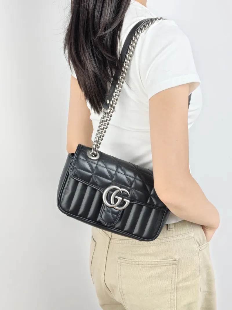 GUCCI Crossbody Bag GG Marmont Small Marmont 22 Calfskin Small 22 × 6 × 13 cm — on-model view 3 of 3